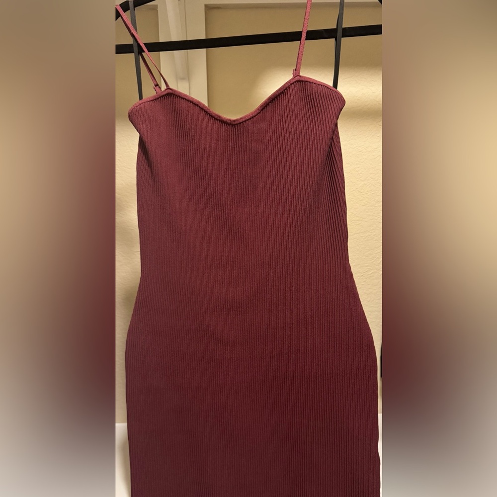 Babaton Deep Red Knit Sculpt Dress